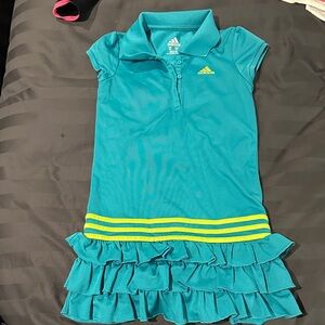 Adidas Turquoise Polo Dress with Lime Stripes